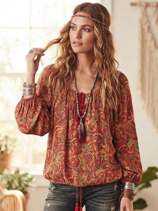 Denim & Supply Ralph Lauren Tops - Ralph Lauren Denim & Supply Red Paisley Boho Tassel Tie Blouse Top